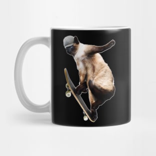 Siamese Cat Kitty Skateboard Skating Skateboarding Funny Mug